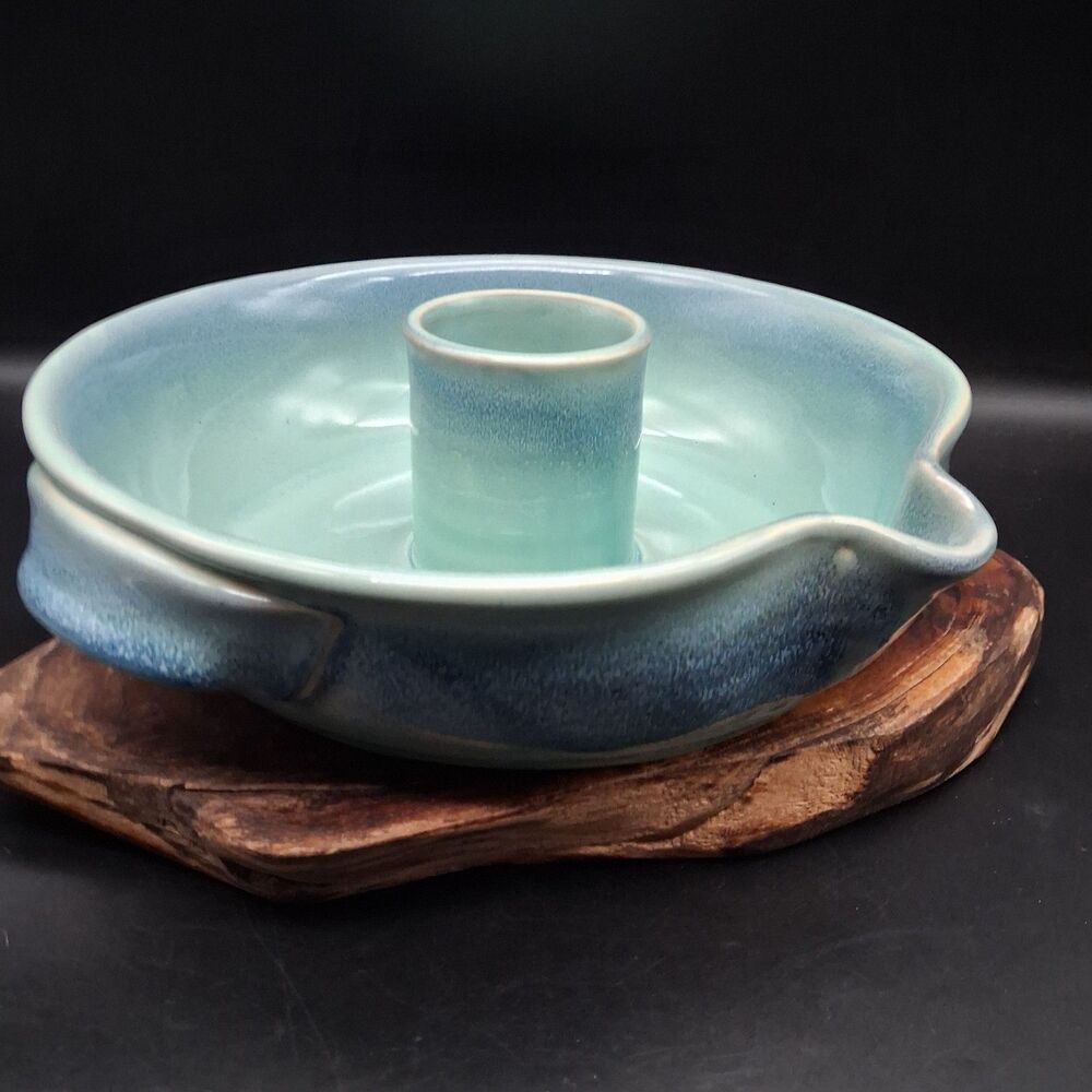 Vintage Large Tumbleweed Pottery Deep Dish Chicken Cooker Roaster 11" Blue